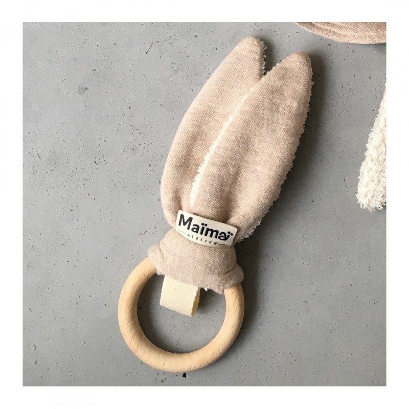 hochet lapin, Atelier Maïmaï coton bio, fait main à Bruxelles