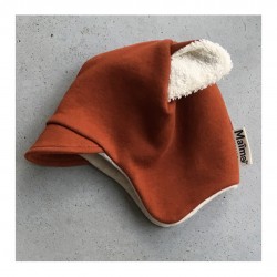 casquette renard, bonnet,  Atelier Maïmaï coton bio, fait main à Bruxelles